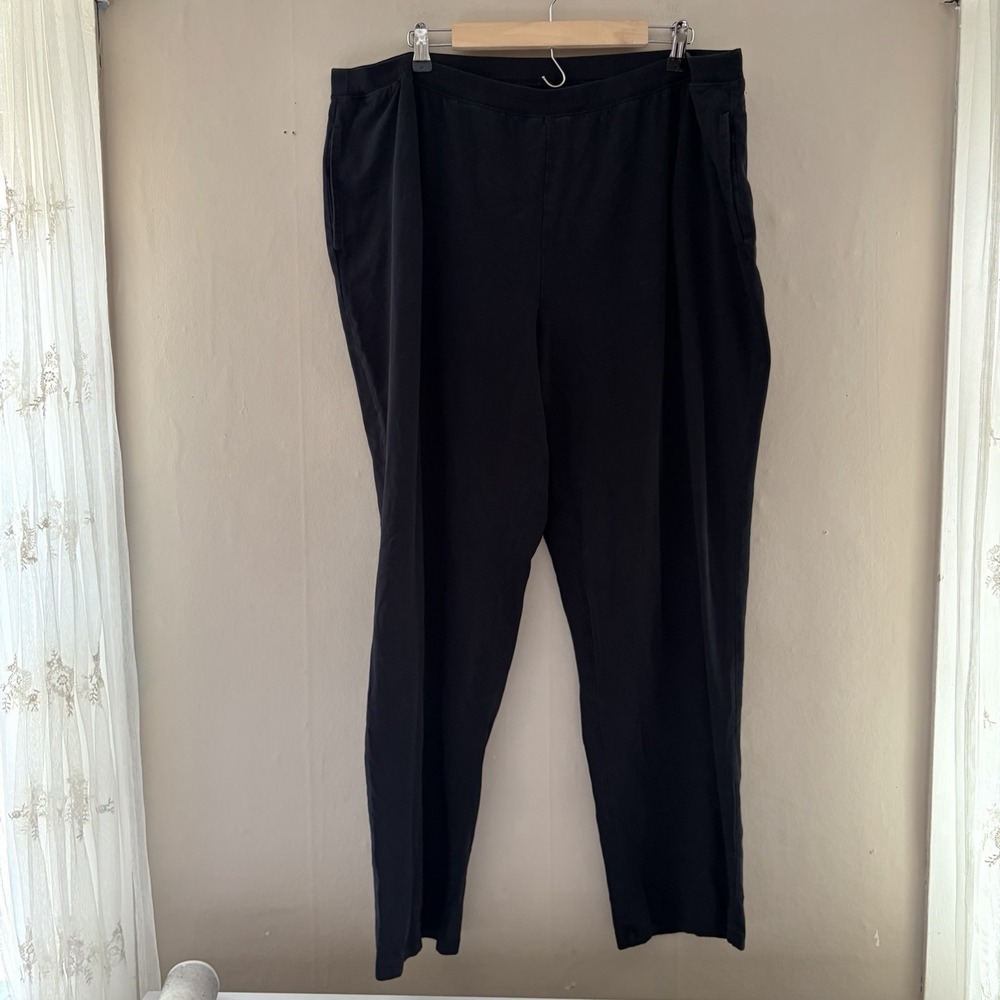 Catherines Womens Pull On Tapered Pants Size 2X Black Stretch Suprema Collection